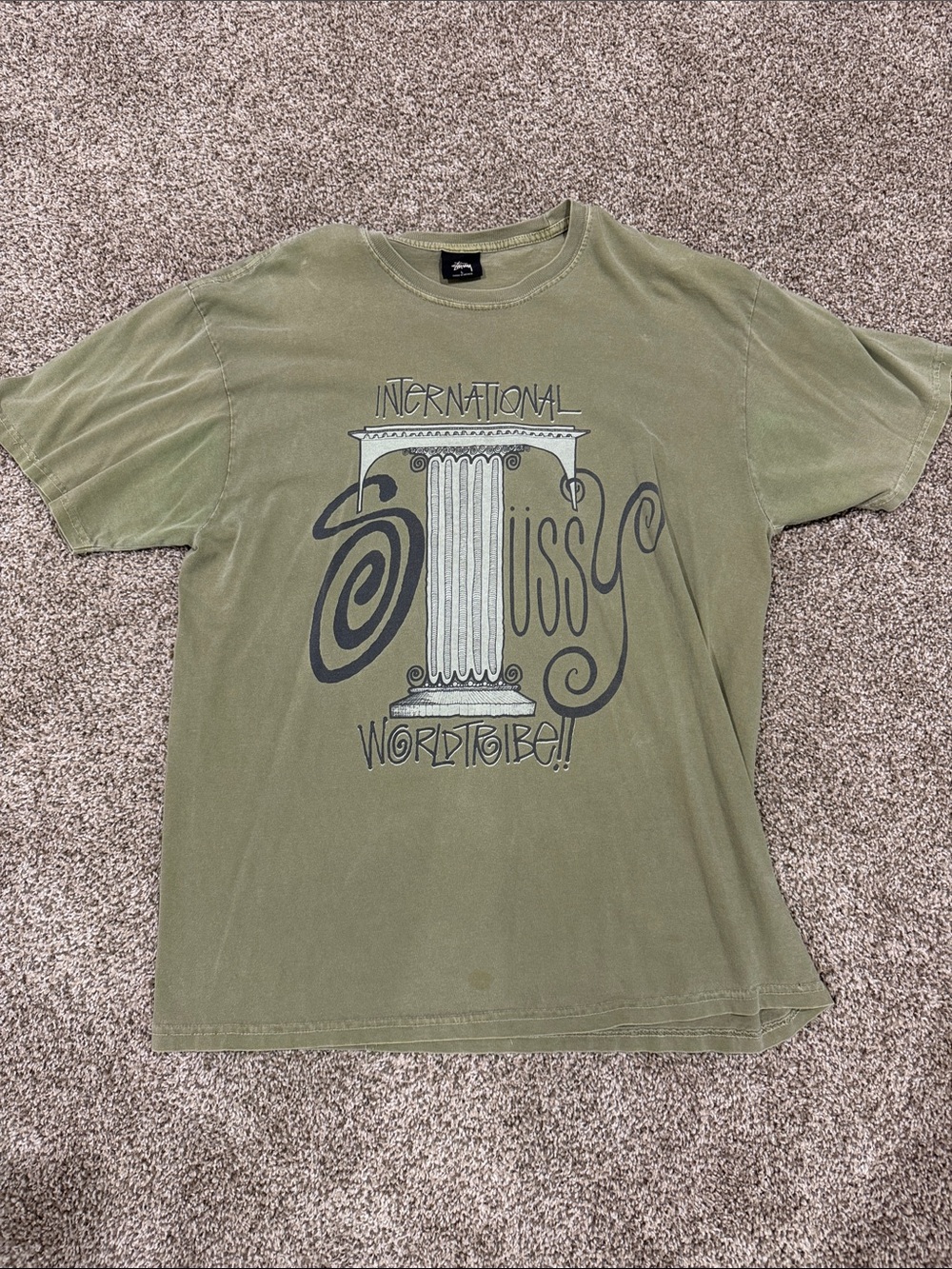 Stussy Olive Green Graphic Short Sleeve Tee